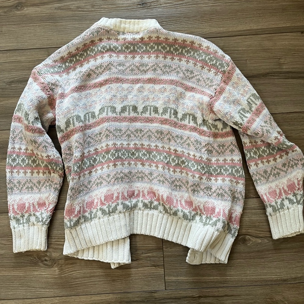 Vintage Van Heusen For Her Chunky Cable Knit Multicolor Cardigan Large - Picture 8 of 8